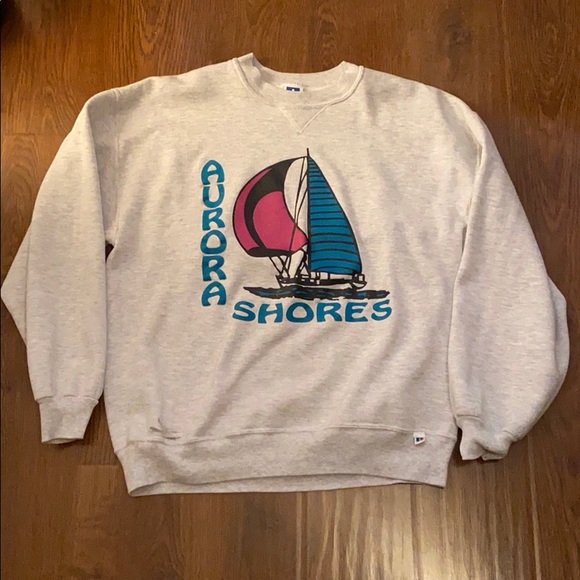 Vintage Aurora Shores grey Russell sweatshirt - Picture 1 of 4